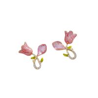 1 Paire Style Simple Style Classique Fleur Incruster Alliage Zircon Boucles D'Oreilles main image 4