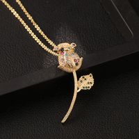 Copper Simple Style Classic Style Flower Inlay Zircon Necklace main image 2