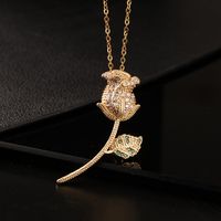 Copper Simple Style Classic Style Flower Inlay Zircon Necklace main image 1