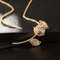 Copper Simple Style Classic Style Flower Inlay Zircon Necklace main image 5
