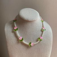 Sweet Tulip Alloy Beaded Women's Bracelets Necklace sku image 2