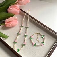 Sweet Tulip Alloy Beaded Women's Bracelets Necklace main image 3