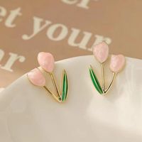 1 Pair Simple Style Flower Plating Alloy Gold Plated Ear Studs sku image 2