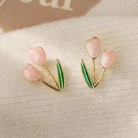 1 Pair Simple Style Flower Plating Alloy Gold Plated Ear Studs main image 3