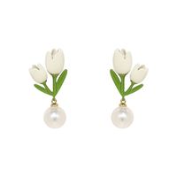 1 Pair Simple Style Flower Plating Arylic Gold Plated Drop Earrings main image 2