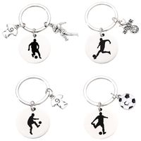 Simple Style Human Round Football Stainless Steel Bag Pendant Keychain main image 6