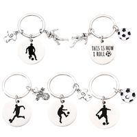 Simple Style Human Round Football Stainless Steel Bag Pendant Keychain main image 4