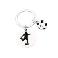 Simple Style Human Round Football Stainless Steel Bag Pendant Keychain main image 3