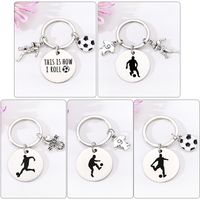 Simple Style Human Round Football Stainless Steel Bag Pendant Keychain main image 1