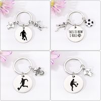 Simple Style Human Round Football Stainless Steel Bag Pendant Keychain main image 5