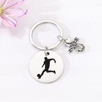 Simple Style Human Round Football Stainless Steel Bag Pendant Keychain sku image 2