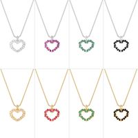 Casual Elegant Shiny Heart Shape Brass Inlay Zircon 18K Gold Plated Women's Pendant Necklace main image 1