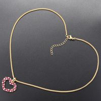 Casual Elegant Shiny Heart Shape Brass Inlay Zircon 18K Gold Plated Women's Pendant Necklace main image 3