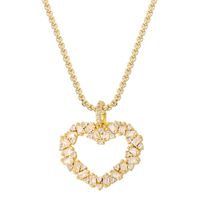 Casual Elegant Shiny Heart Shape Brass Inlay Zircon 18K Gold Plated Women's Pendant Necklace sku image 1