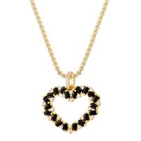 Casual Elegant Shiny Heart Shape Brass Inlay Zircon 18K Gold Plated Women's Pendant Necklace sku image 3