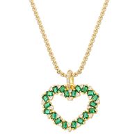 Casual Elegant Shiny Heart Shape Brass Inlay Zircon 18K Gold Plated Women's Pendant Necklace sku image 2