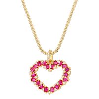 Casual Elegant Shiny Heart Shape Brass Inlay Zircon 18K Gold Plated Women's Pendant Necklace sku image 4
