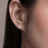 1 Pair Simple Style Round Plating Inlay Copper Zircon White Gold Plated Ear Studs main image 6