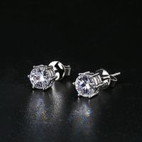1 Pair Simple Style Round Plating Inlay Copper Zircon White Gold Plated Ear Studs main image 1