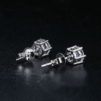 1 Pair Simple Style Round Plating Inlay Copper Zircon White Gold Plated Ear Studs main image 3