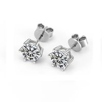 1 Pair Simple Style Round Plating Inlay Copper Zircon White Gold Plated Ear Studs main image 4