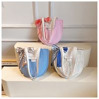 Women's Small Cotton Color Block Vintage Style Classic Style Magnetic Buckle Straw Bag main image 1