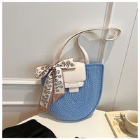 Women's Small Cotton Color Block Vintage Style Classic Style Magnetic Buckle Straw Bag main image 2