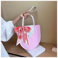 Women's Small Cotton Color Block Vintage Style Classic Style Magnetic Buckle Straw Bag main image 3