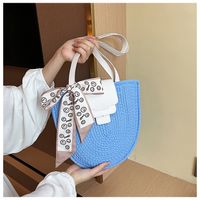 Women's Small Cotton Color Block Vintage Style Classic Style Magnetic Buckle Straw Bag main image 4
