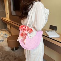 Women's Small Cotton Color Block Vintage Style Classic Style Magnetic Buckle Straw Bag main image 5