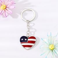 Simple Style National Flag Heart Shape Alloy Enamel Inlay Rhinestones Bag Pendant Keychain sku image 3