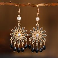 1 Pair Vintage Style Bohemian Water Droplets Petal Crystal Inlay Alloy Rhinestones Drop Earrings sku image 1