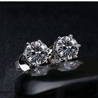 1 Pair Simple Style Round Plating Inlay Copper Zircon White Gold Plated Ear Studs sku image 1