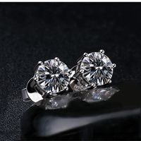 1 Pair Simple Style Round Plating Inlay Copper Zircon White Gold Plated Ear Studs sku image 2