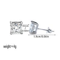 1 Paire Style Simple Carré Placage Incruster Le Cuivre Zircon Or Blanc Plaqué Boucles D'Oreilles main image 2