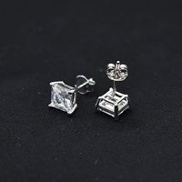 1 Pair Simple Style Square Plating Inlay Copper Zircon White Gold Plated Ear Studs main image 3