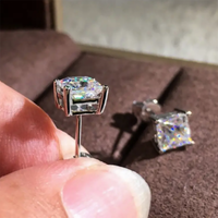 1 Pair Simple Style Square Plating Inlay Copper Zircon White Gold Plated Ear Studs main image 5