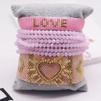 IG Style Casual Elegant Letter Heart Shape Artificial Crystal Glass Beaded Knitting Tassel Women's Bracelets main image 1