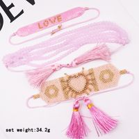 IG Style Casual Elegant Letter Heart Shape Artificial Crystal Glass Beaded Knitting Tassel Women's Bracelets main image 5
