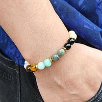 Vacation Tropical Simple Style Round Stainless Steel Natural Stone Bracelets Bangle In Bulk main image 1