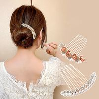 Femmes Style Simple Brillant Rond Papillon Alliage Placage Incruster Strass Perle Insert Peigne main image 1
