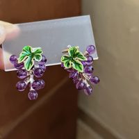 1 Pair Cartoon Style Grape Plating Alloy Ear Studs main image 4