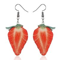 1 Pair Cute Strawberry Pineapple Watermelon Printing Arylic Ear Hook main image 2