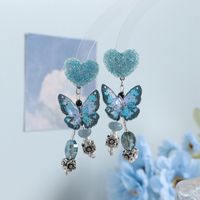 1 Pair Cute Heart Shape Bow Knot Alloy Drop Earrings sku image 2