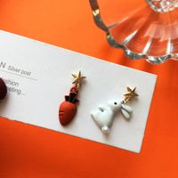 1 Pair Sweet Rabbit Carrot Stoving Varnish Alloy Drop Earrings main image 5