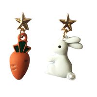1 Pair Sweet Rabbit Carrot Stoving Varnish Alloy Drop Earrings main image 3