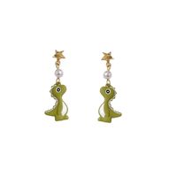 1 Pair Cute Dinosaur Stoving Varnish Imitation Pearl Alloy Drop Earrings main image 3