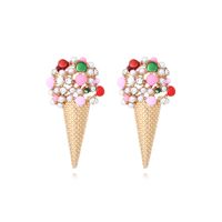 1 Pair Sweet Ice Cream Enamel Imitation Pearl Alloy Ear Studs main image 1