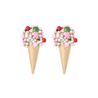 1 Pair Sweet Ice Cream Enamel Imitation Pearl Alloy Ear Studs main image 3