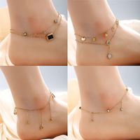 XUPING Beach Sweet Geometric Round Star 304 Stainless Steel Inlay Artificial Gemstones 18K Gold Plated Women's Anklet main image 1